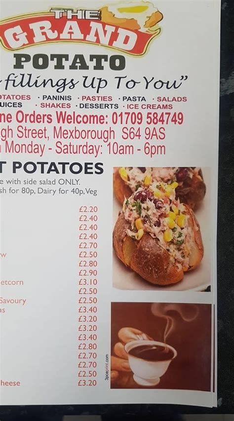 Menu At The Grand Potato Restaurant Mexborough