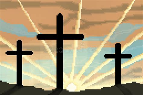 Easter Sunrise Three Crosses Stock Illustration - Illustration of rocky ...