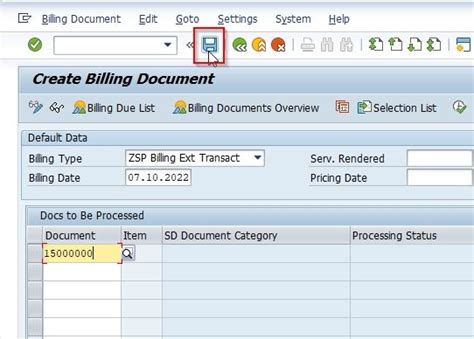 SAP T Code VF01 Create Billing Document