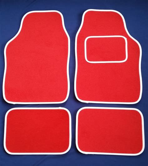 Red Car Mats With White Trim For Mg Tf Zr Zs Zt Mgb Mgc Mgf Ebay