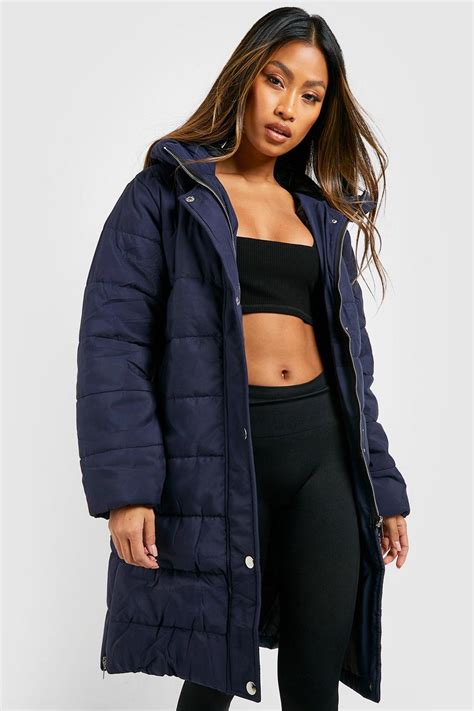 Longline Puffer Jacket Boohoo Uk