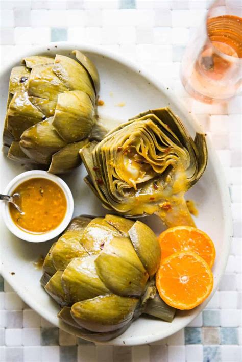 Braised Artichokes With Mandarin Chili Sauce Healthy Nibbles