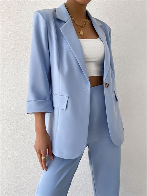 SHEIN BIZwear Split Cuff Single Button Blazer Vestito Per Laurea