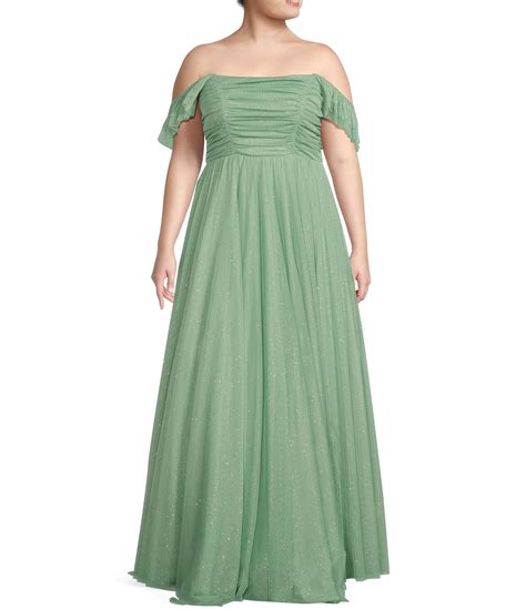 City Vibe Plus Size Off The Shoulder Ruched Bodice Long Dress Dillards