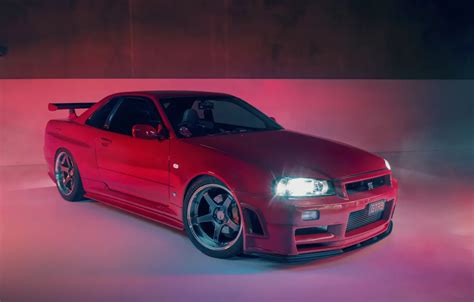 Обои Gtr Nissan R34 Red Skylilne картинки на рабочий стол раздел