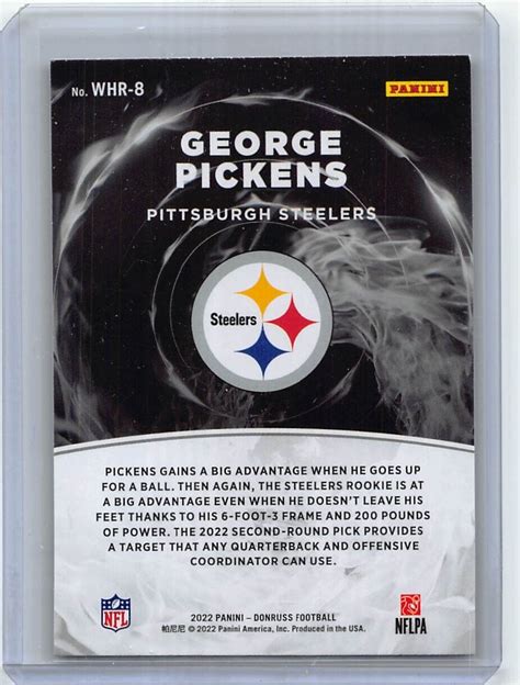 2022 Panini Donruss George Pickens White Hot Rookies Whr 8 Rookie