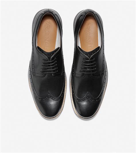 Mens Øriginalgrand Wingtip Oxford In Black Leather Ironstone Cole Haan