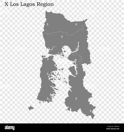 High Quality Map Of Los Lagos Is A Region Of Chile With Borders Of The