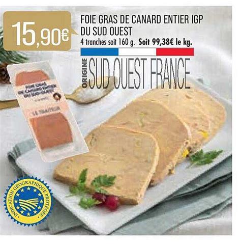 Promo Foie Gras De Canard Entier Igp Du Sud Ouest Chez Match