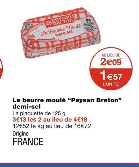 Promo Paysan Breton Le Beurre Moul Demi Sel Chez Monoprix