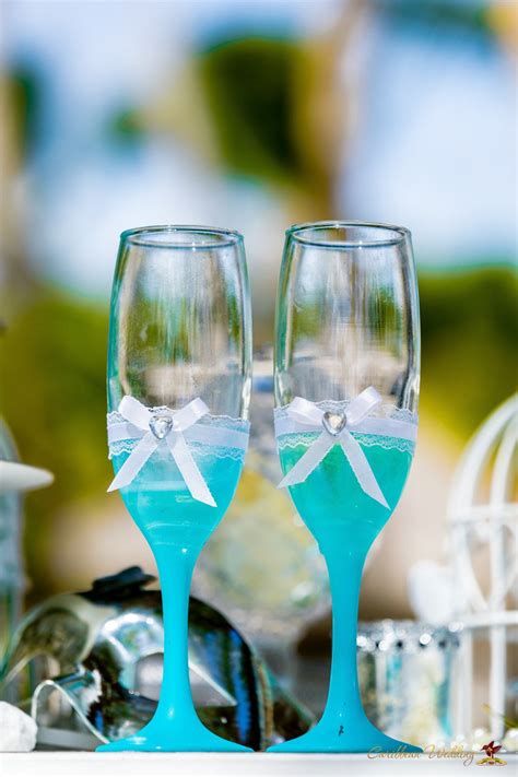 DIY Decorated Champagne Glasses - Caribbean Wedding Blog