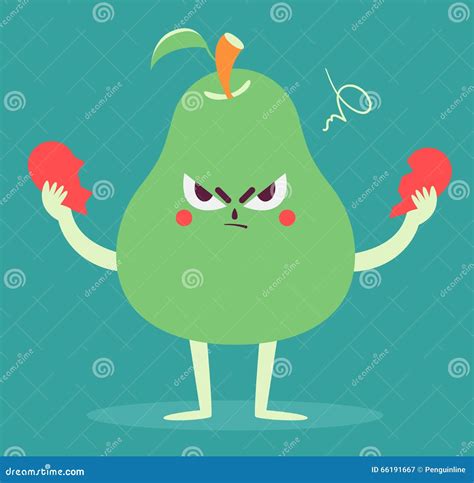 Angry Pear Tearing A Heart Apart Stock Vector Illustration Of