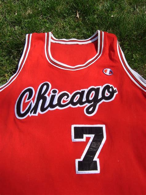 Champion Nba Jersey Chicago Bulls Number 7 Merced Bulls Tank Etsy