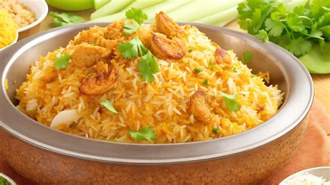 Chicken Biryani with Steamed Basmati Rice Ai Generated Stock Illustration - Illustration of ...