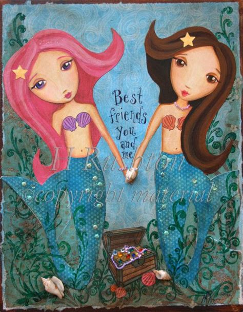 Whimsicalmermaid Mermaid Art Children Decor Mixed Media Art Print