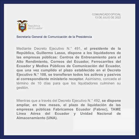 Comunicaci N Ecuador On Twitter Comunicado Oficial El Presidente