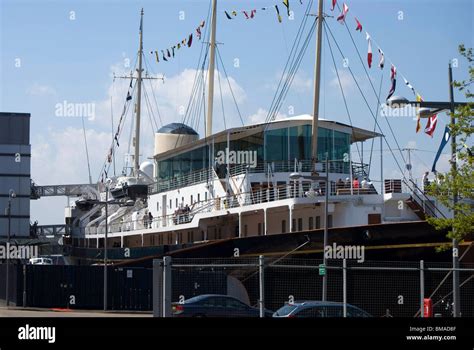 The Royal Yacht Britannia Berthed At Leith Docks Edinburgh Scotland