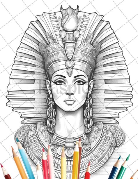 35 Ancient Egyptian Queens Coloring Book Printable For Adults Graysca