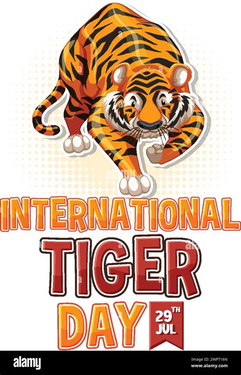 Colorful Illustration Honoring Global Tiger Conservation Efforts Stock