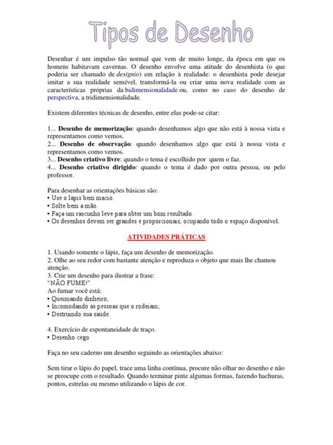 Todos Os Tipos De Desenho - Tipos de Desenho | PDF