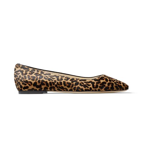 Jimmy Choo Women Mirele Flat Natural Mix Leopard Print Pony Flats With