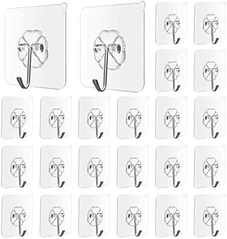 JZK 20 Waterproof Heavy Duty Self Adhesive Clear Hooks Load Bearing