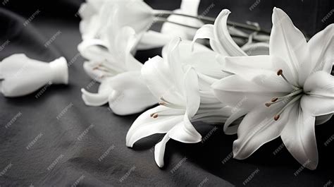 Premium Ai Image White Flowers On Grey Background Grief Loss Coping