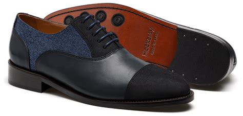 Chaussures Richelieu à Bout Droit En Cuir Daim Et Tweed Bleu