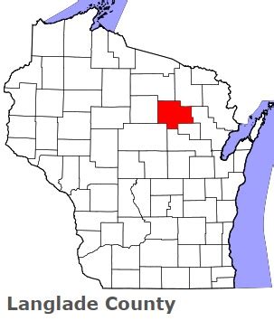 Langlade County on the map of Wisconsin 2024. Cities, roads, borders ...