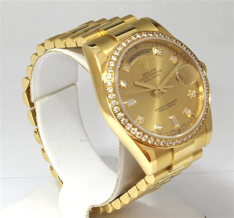 Rolex Day Date Mm Yellow Gold Diamond Dial And Bezel