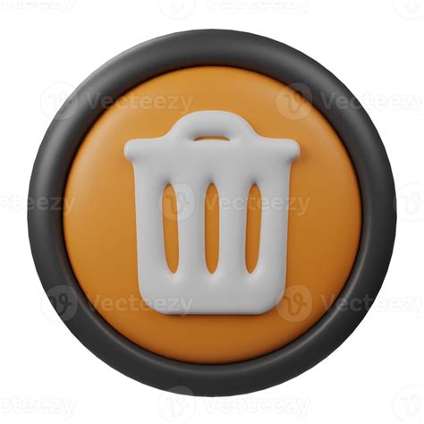 D Rendered Delete Button Icon With Orange Color And Black Border For