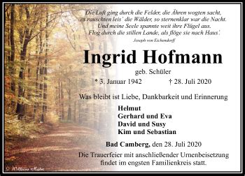 Traueranzeigen Von Ingrid Hofmann Vrm Trauer De