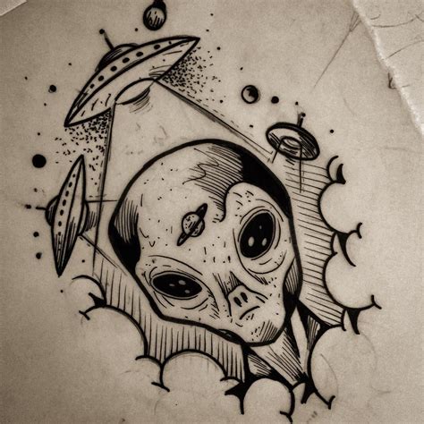 Pin By Caroline Peixer On Constela Es Alien Drawings Tattoo