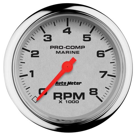 AutoMeter 3 3 8in 0 8 000 RPM In Dash Marine Chrome Ultra Lite Tachometer