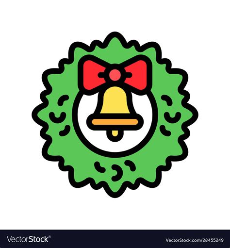 Christmas wreath filled design icon Royalty Free Vector