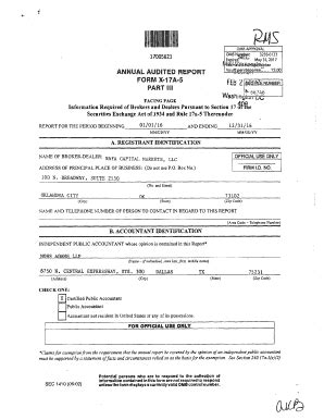 Fillable Online ANNUAL AUDITED REPORT FORM X 17A 5 PART 111 SEC