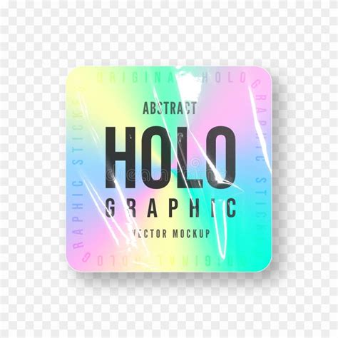 Holographic Sticker Mockup Square Shape Paper Holographic Sticker And