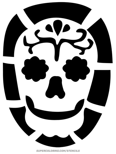 Sugar Skull Pumpkin Stencil Free Printable Papercraft Templates