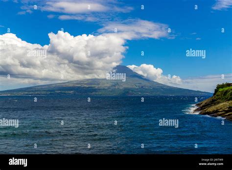 Pico island and Pico volcano, as seen from Faial island, Azores Stock ...