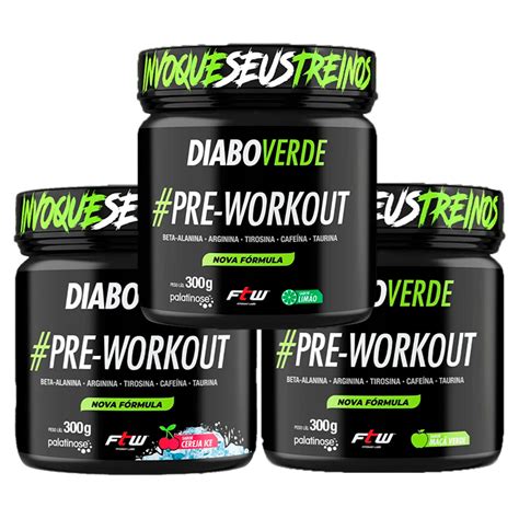 Kit 3 Pré Treino Diabo Verde Insano 300g Ftw Shopee Brasil