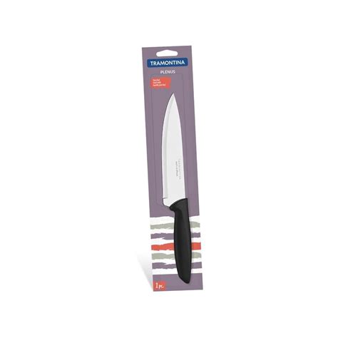 Faca Chef Plenus Preto Lamina De Aco Inox E Cabo De Polipropileno