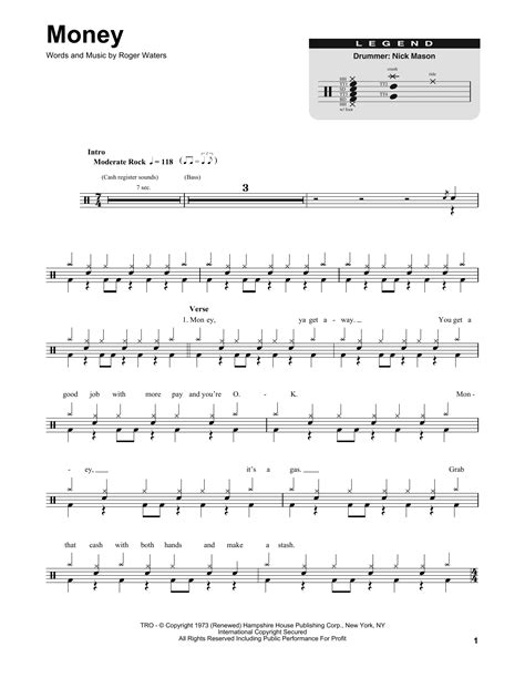 Pink Floyd Money Sheet Music Notes Chords In Sheet Music