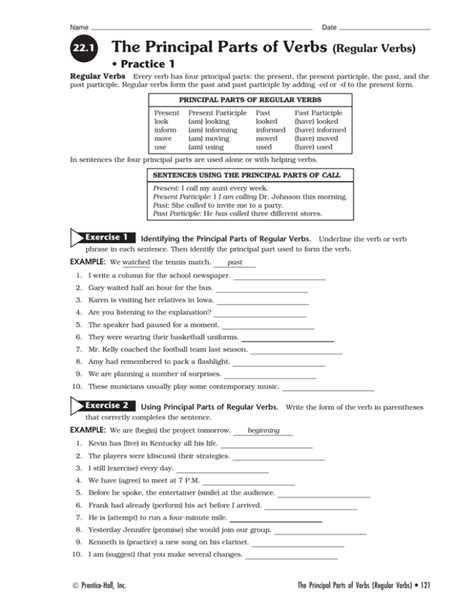 Grammar Lesson Principal Parts Of Verbs There Are Four Principal