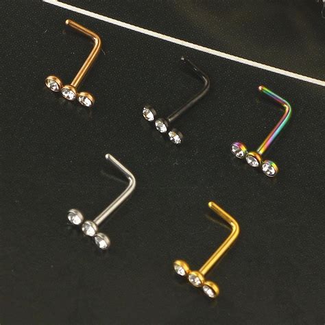 10 Pcs L Shaped Nose Studs Surgical Stainless Steel Nose Rings Studs