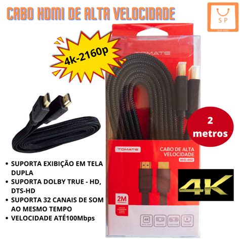 Cabo Hdmi K De Alta Velocidade Tomate Metros Mhd Hdtv