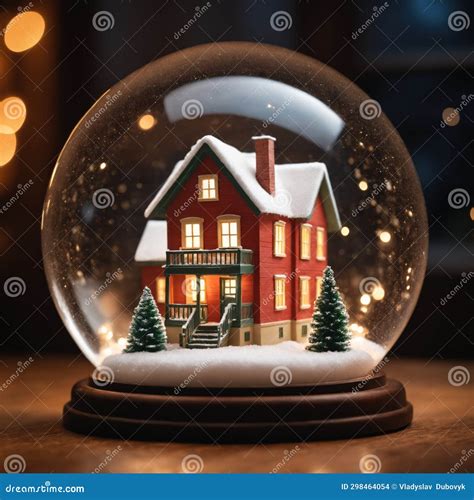 Snow Globe with Christmas Tree and House Inside. Stock Illustration ...