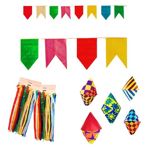 Kit Decoração Festa Junina 15 Balões 80 Metros Bandeirinha e Fitas