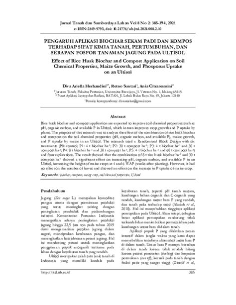 (PDF) Pengaruh Aplikasi Biochar Sekam Padi Dan Kompos Terhadap Sifat Kimia Tanah, Pertumbuhan ...