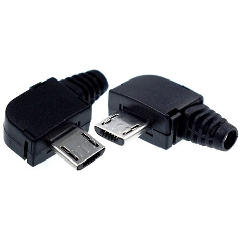 Conector Micro USB OTG Macho 5 Pin Angular Negro