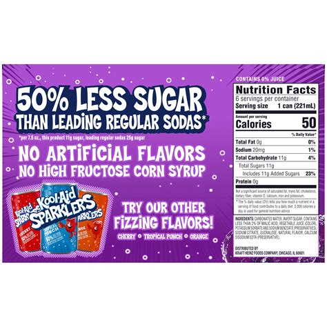 Kool Aid Sparklers Grape Soda 6 Ct 75 Fl Oz Cans